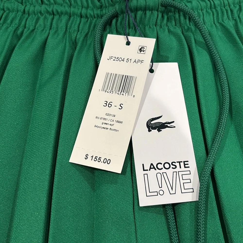 NWT Lacoste Live Womens Green Pleated Tennis Skirt, Size 36-S - Picture 3 of 6